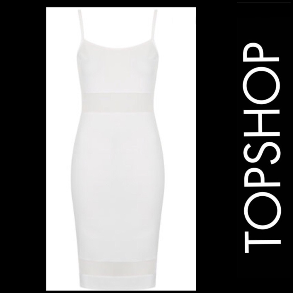 Topshop White Mesh Bodycon Dress